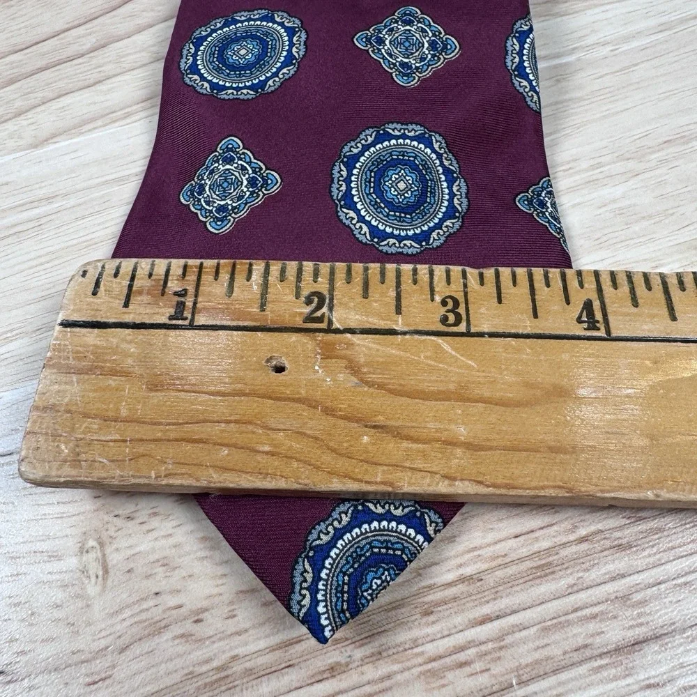 Vtg‎ Christian Dior Monsieur Tie Red Blue Geometric USA Sophisticated Luxury
